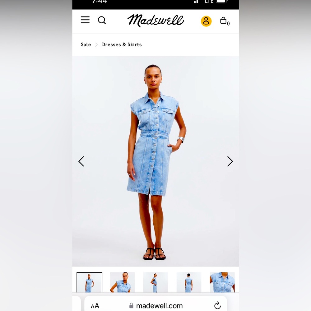 Cute denim dress button fly and waistline